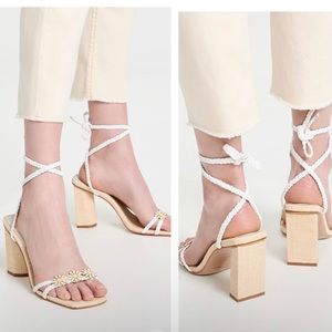 SCHUTZ Hina Sandal in White & Natural daisies detail on top size 8 women new
